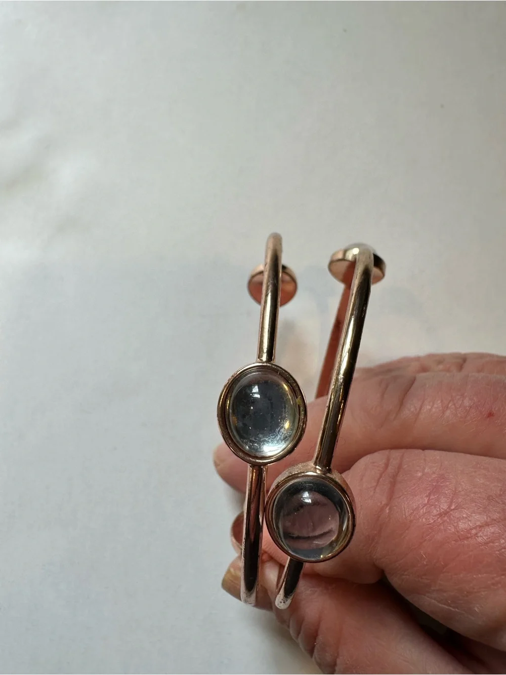 Classic Rose Gold Stone Accent Bangle Bracelet set - Women